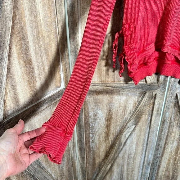 Free People FP One Cropped Interlaken Top in Red - Picture 7 of 9